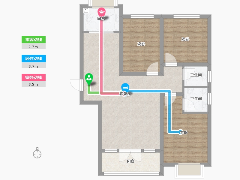 河北省-邯郸市-临漳城市花园2期-90.44-户型库-动静线