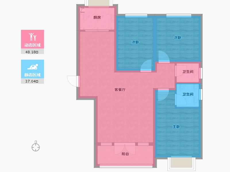 河北省-邯郸市-临漳城市花园2期-90.44-户型库-动静分区