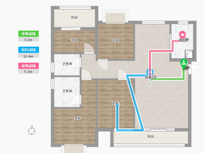 福建省-龙岩市-漳平碧桂园城央壹品3号楼2601-97.00-户型库-动静线