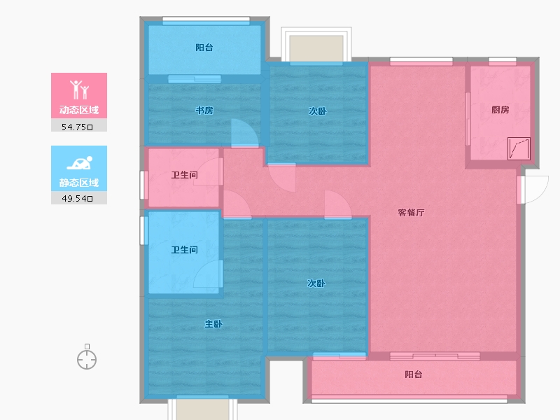 福建省-龙岩市-漳平碧桂园城央壹品3号楼2601-97.00-户型库-动静分区