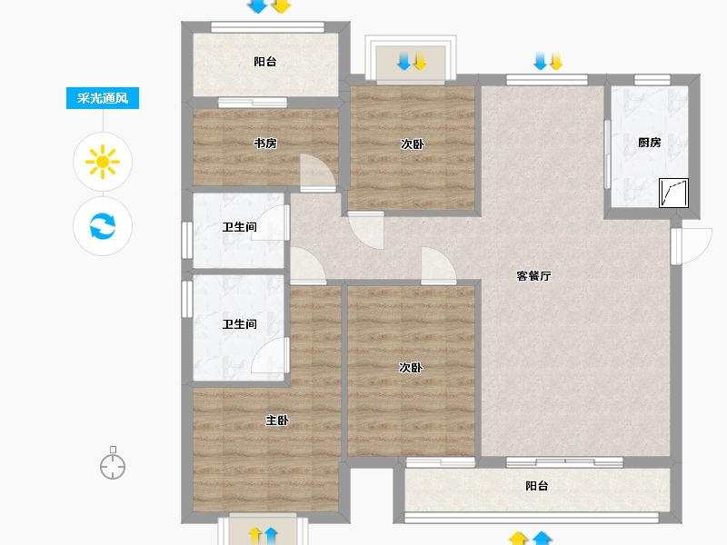 福建省-龙岩市-漳平碧桂园城央壹品3号楼2601-97.00-户型库-采光通风