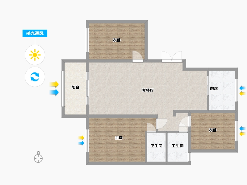 江苏省-连云港市-孔望尚府-112.00-户型库-采光通风