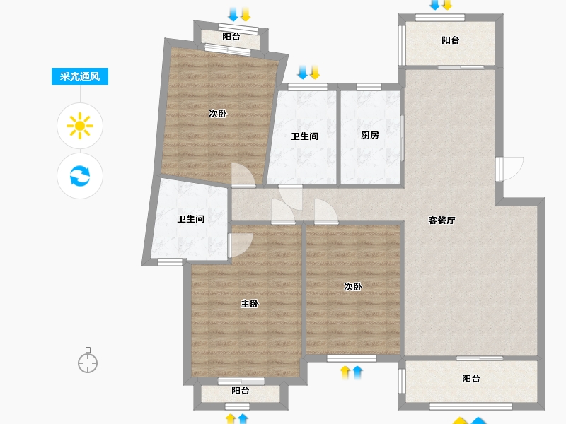 湖北省-武汉市-南国明珠-116.00-户型库-采光通风