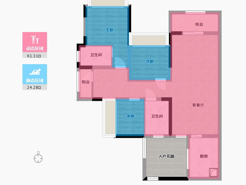 重庆-重庆市-重庆融创文旅城御岸-86.91-户型库-动静分区