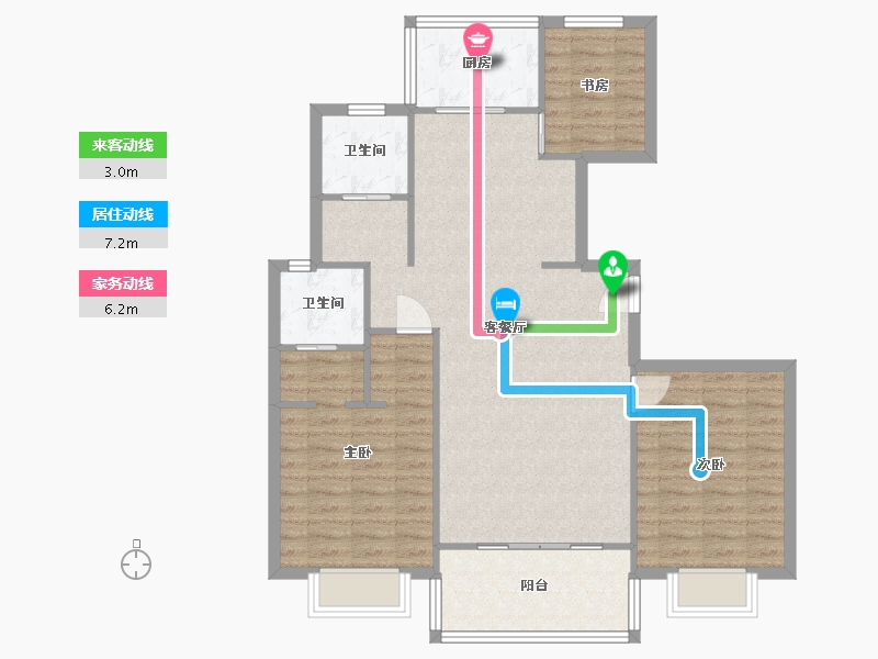 上海-上海市-东方城市花园二期-90.00-户型库-动静线