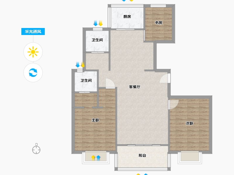 上海-上海市-东方城市花园二期-90.00-户型库-采光通风