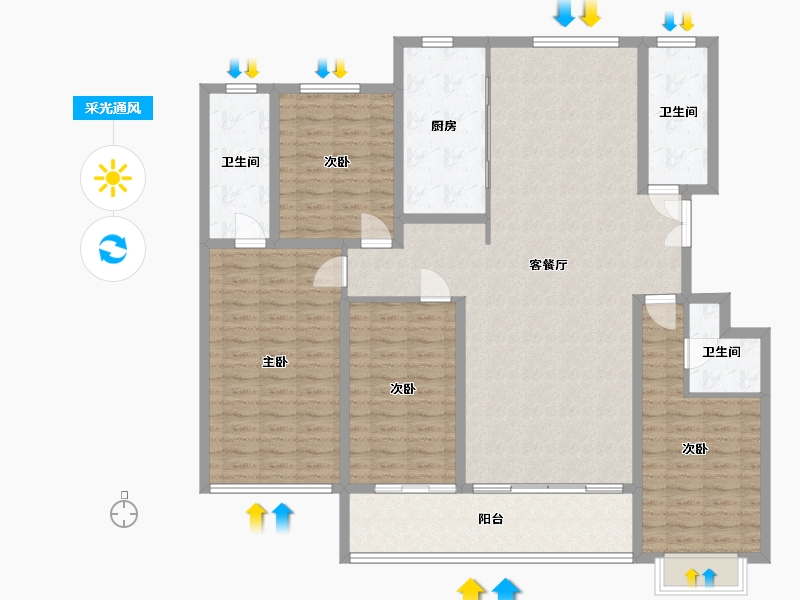 山东省-潍坊市-温莎公馆-150.00-户型库-采光通风