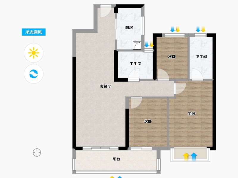 湖北省-武汉市-临江府-88.00-户型库-采光通风