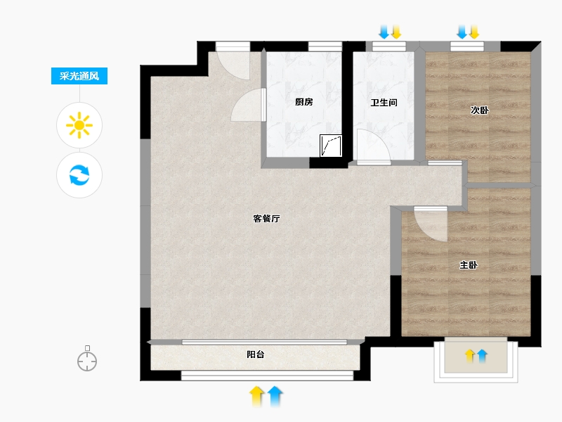 河北省-张家口市-鸿坤礼域府-63.00-户型库-采光通风