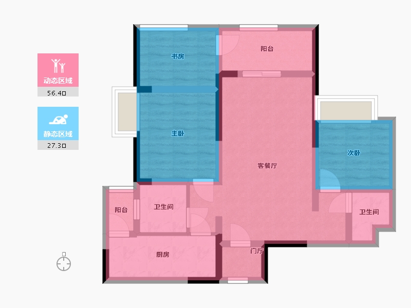 四川省-绵阳市-水晶郦城-80.00-户型库-动静分区