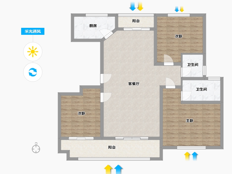 山东省-菏泽市-星月绿城-113.98-户型库-采光通风