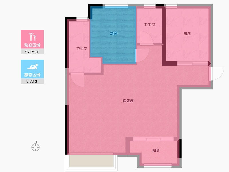 江苏省-连云港市-金辉优步花园-60.00-户型库-动静分区