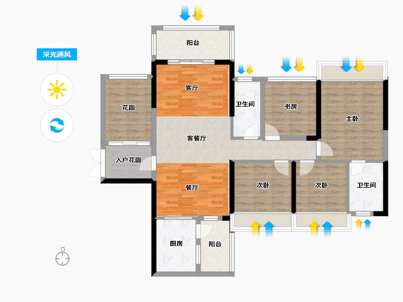 广西壮族自治区-贵港市-迎宾华府-126.00-户型库-采光通风