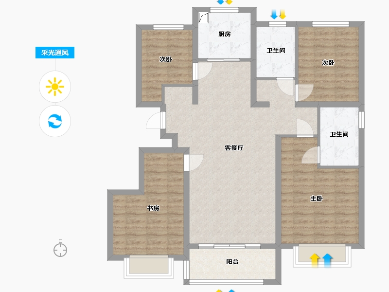 山东省-济南市-东海花园-104.00-户型库-采光通风