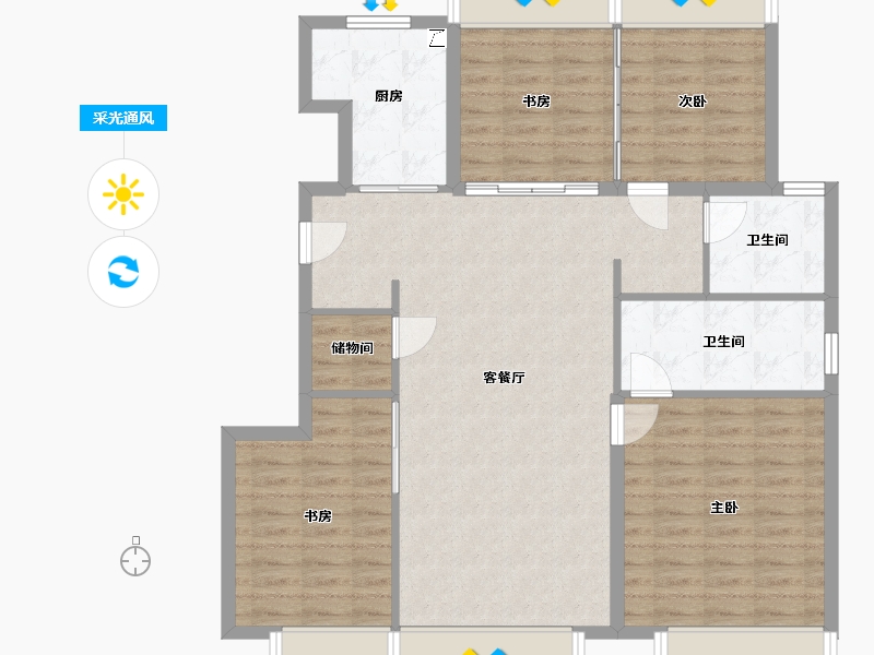 辽宁省-大连市-富力东提湾畔-108.00-户型库-采光通风