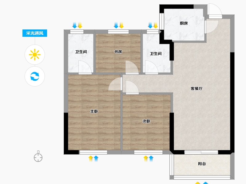 福建省-福州市-中庚·香山新时代-85.00-户型库-采光通风