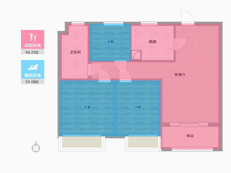 江苏省-无锡市-华润公元九里-70.00-户型库-动静分区