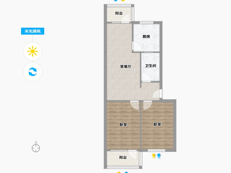 山东省-济南市-机车工厂九宿舍-71.93-户型库-采光通风