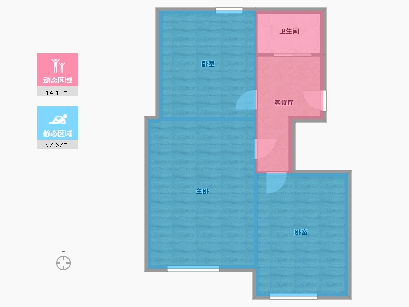 江苏省-苏州市-苏纶新村-65.00-户型库-动静分区