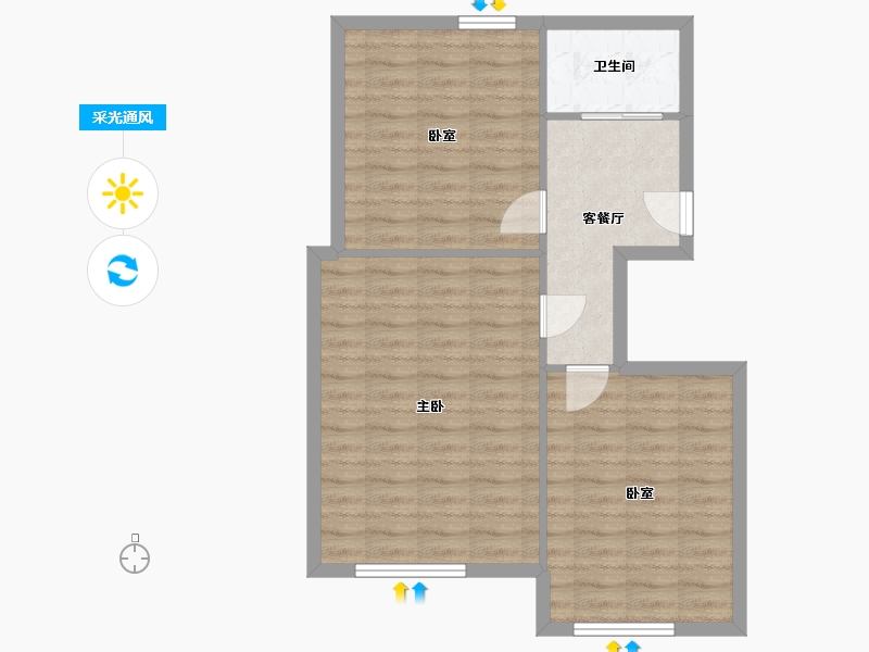 江苏省-苏州市-苏纶新村-65.00-户型库-采光通风