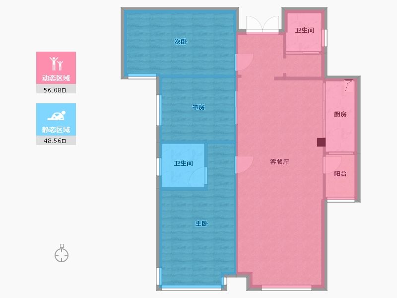 湖南省-常德市-朝阳公馆-102.00-户型库-动静分区