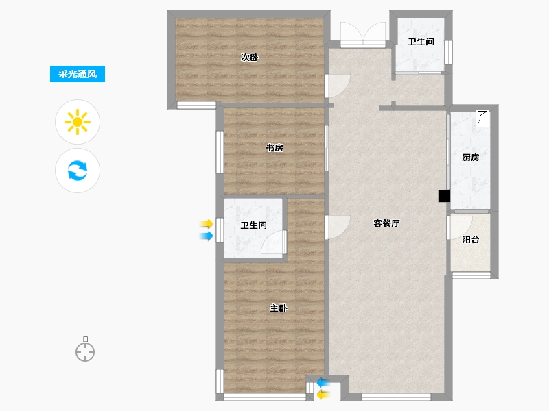 湖南省-常德市-朝阳公馆-102.00-户型库-采光通风