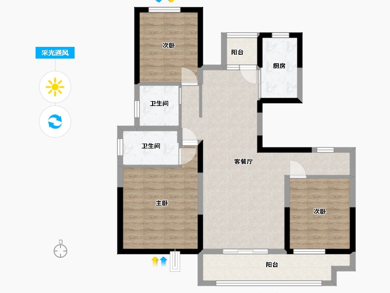 山东省-滨州市-锦秋小区-107.00-户型库-采光通风