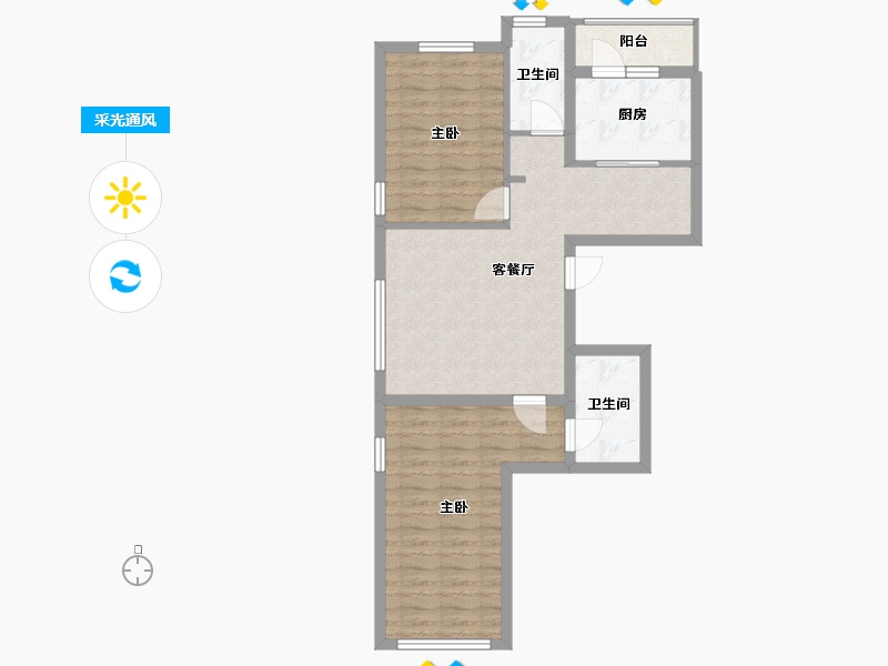 辽宁省-沈阳市-长堤湾-74.00-户型库-采光通风