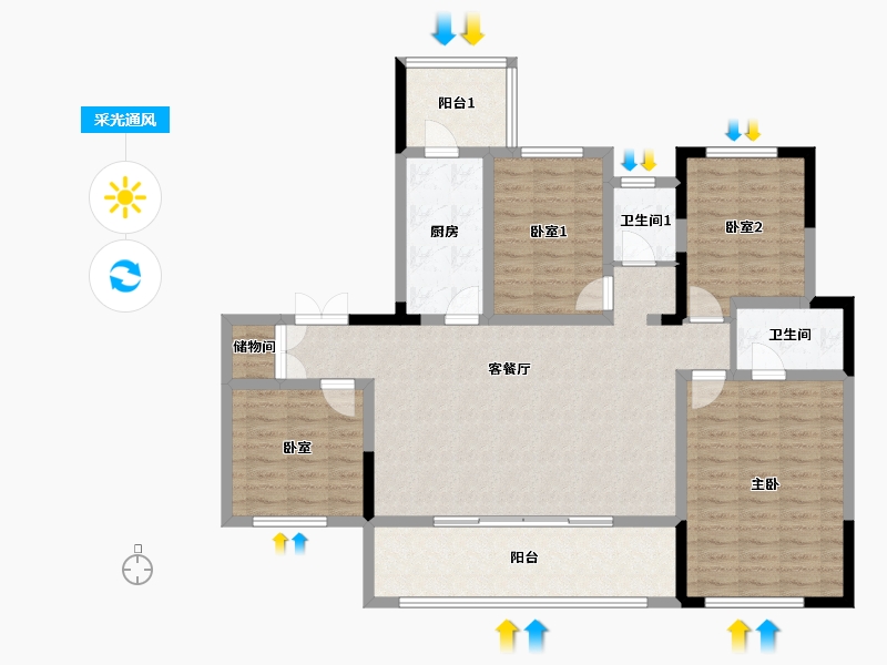 贵州省-黔西南布依族苗族自治州-新天地-120.00-户型库-采光通风