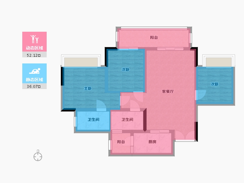 重庆-重庆市-东方府-81.76-户型库-动静分区