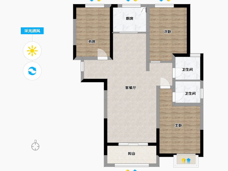 江苏省-宿迁市-运河首府-105.00-户型库-采光通风