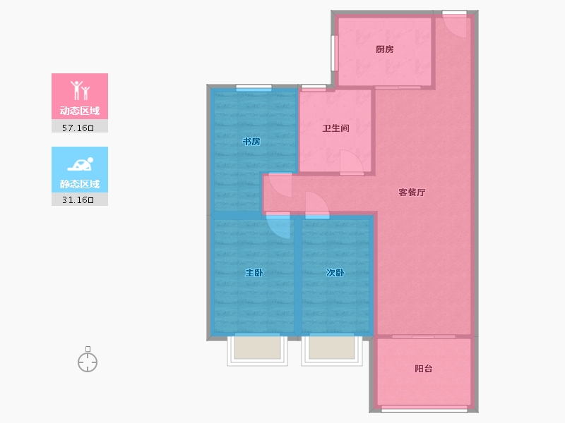 江苏省-徐州市-恒大滨河左岸-97.00-户型库-动静分区