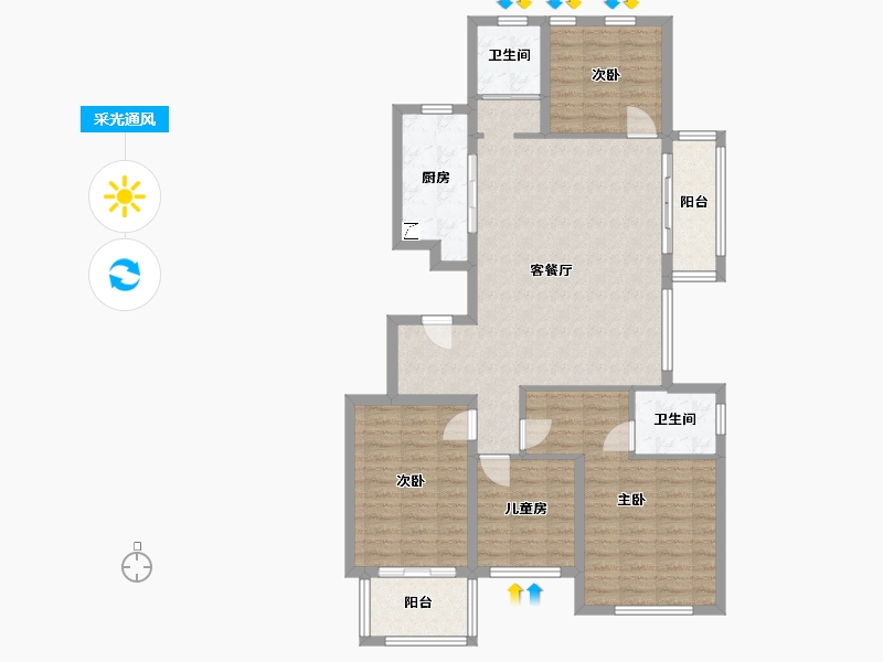 四川省-广安市-江南里-111.69-户型库-采光通风