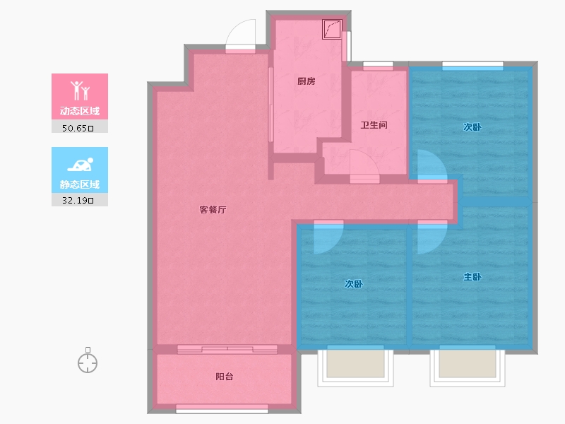 内蒙古自治区-乌兰察布市-富力湾-83.30-户型库-动静分区