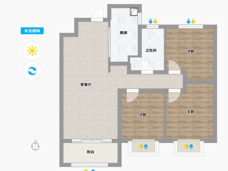 内蒙古自治区-乌兰察布市-富力湾-83.30-户型库-采光通风