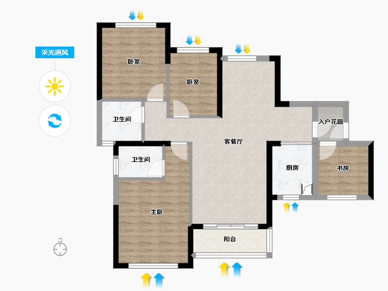 广西壮族自治区-防城港市-龙光阳光海岸-94.00-户型库-采光通风