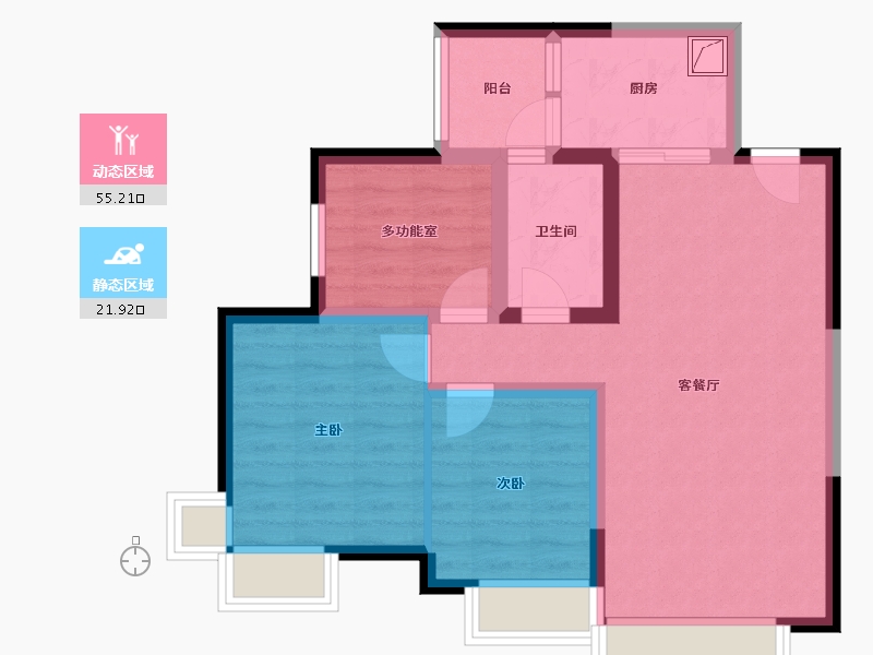 四川省-成都市-新里柏仕公馆-80.00-户型库-动静分区