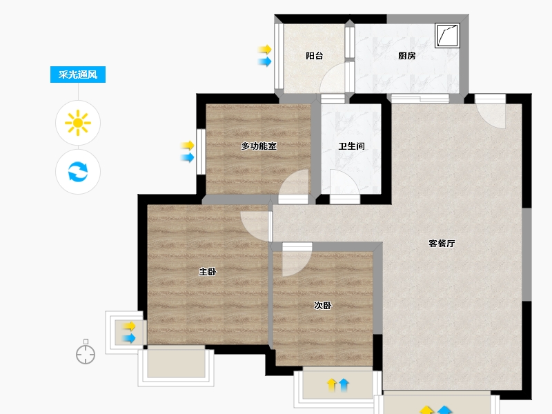 四川省-成都市-新里柏仕公馆-80.00-户型库-采光通风