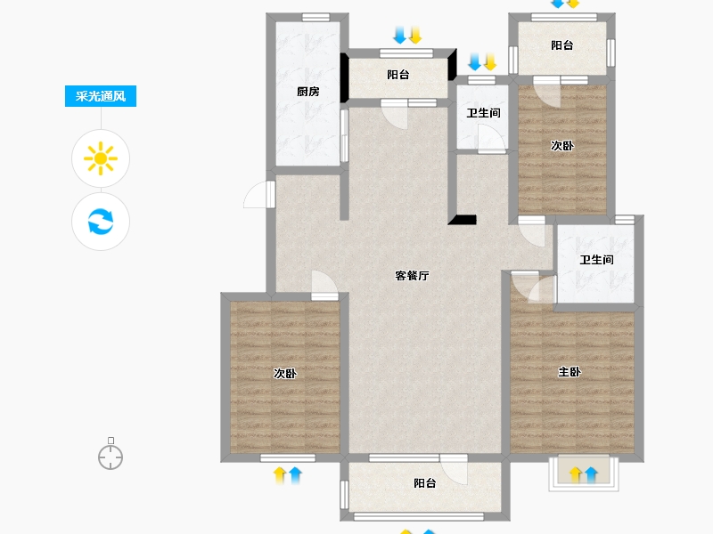 河北省-唐山市-美仑华府-146.00-户型库-采光通风