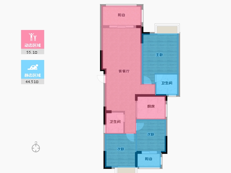 四川省-泸州市-万隆南岸花城-93.00-户型库-动静分区