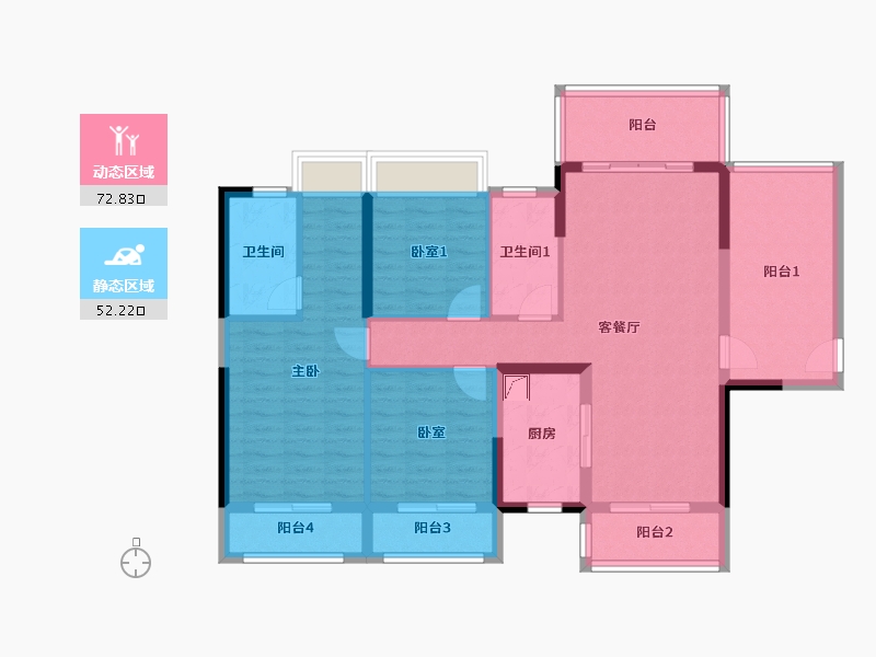 广东省-江门市-越秀・星汇名庭-103.00-户型库-动静分区