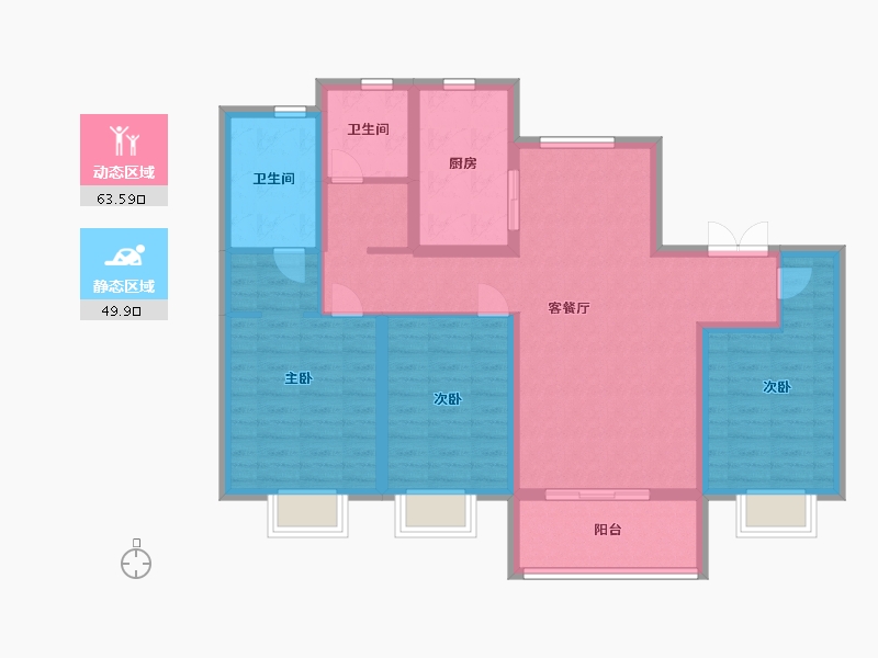 山东省-德州市-阳光一品-100.91-户型库-动静分区