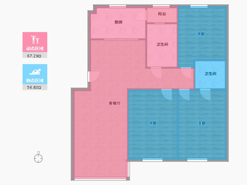 江苏省-苏州市-桂花新村-117.40-户型库-动静分区