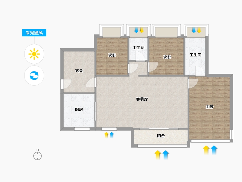 广东省-佛山市-东建锦绣龙湾-103.00-户型库-采光通风