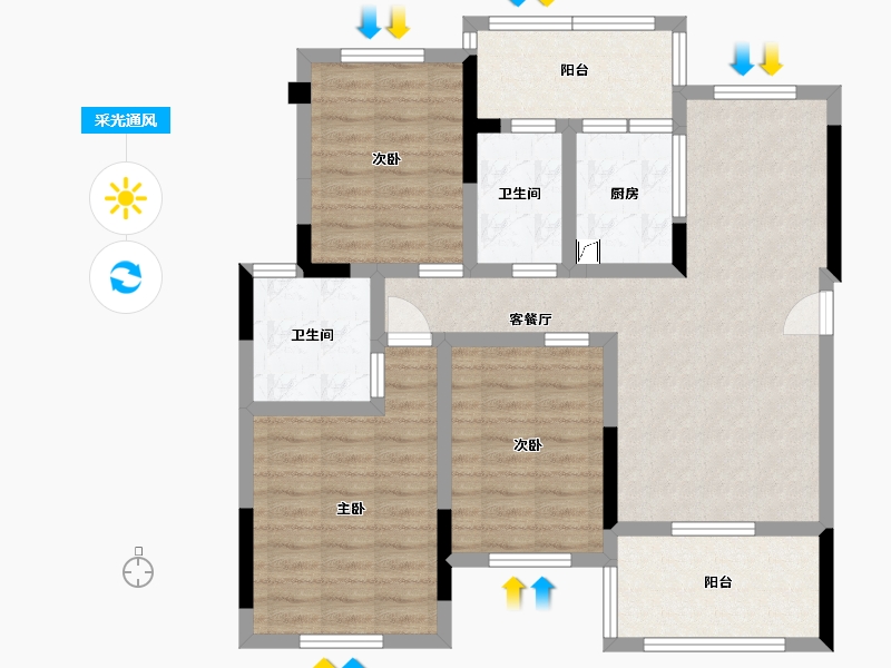 四川省-南充市-富春山居-85.00-户型库-采光通风