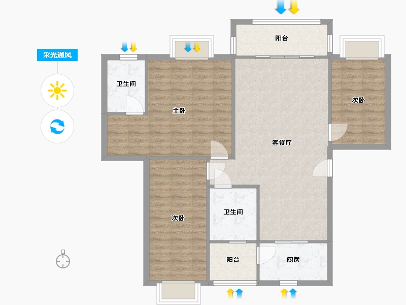 广东省-广州市-番禺锦绣趣园-99.80-户型库-采光通风