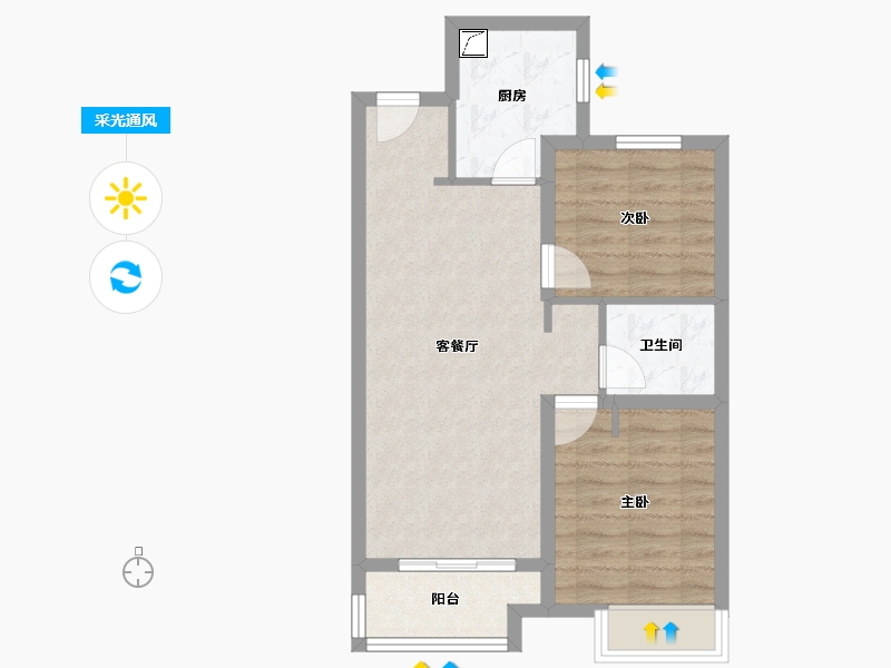 河北省-石家庄市-万科新都会-66.00-户型库-采光通风