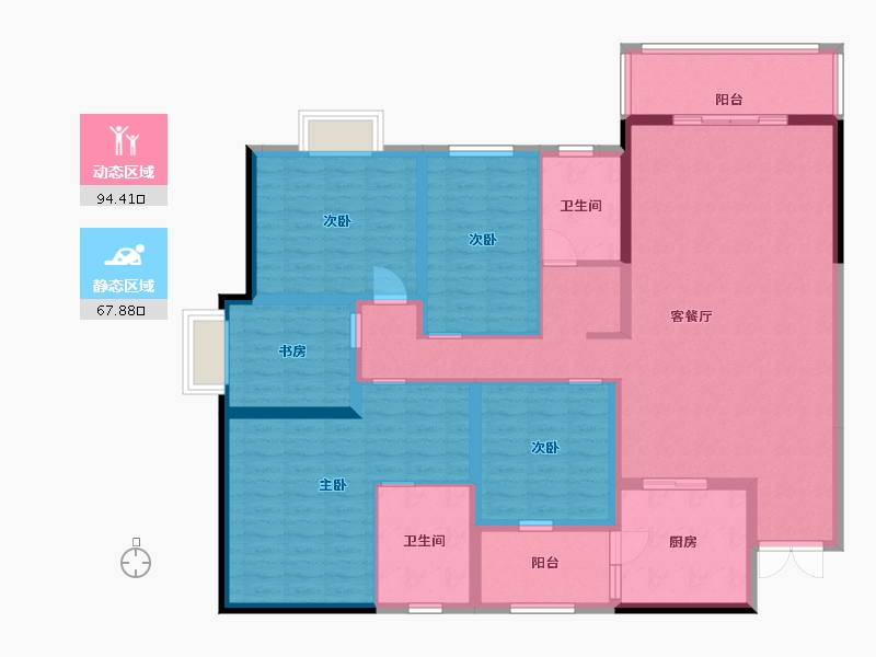 云南省-红河哈尼族彝族自治州-西湖1901-146.00-户型库-动静分区