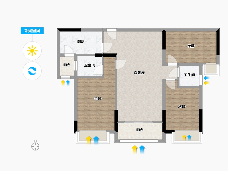 广东省-梅州市-美景c-90.00-户型库-采光通风