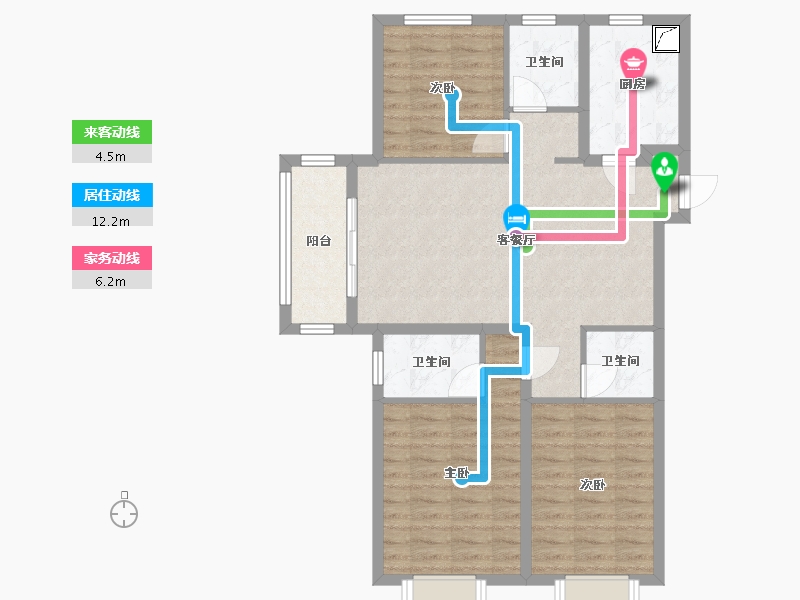 湖北省-武汉市-汉阳城云顶二期-88.00-户型库-动静线